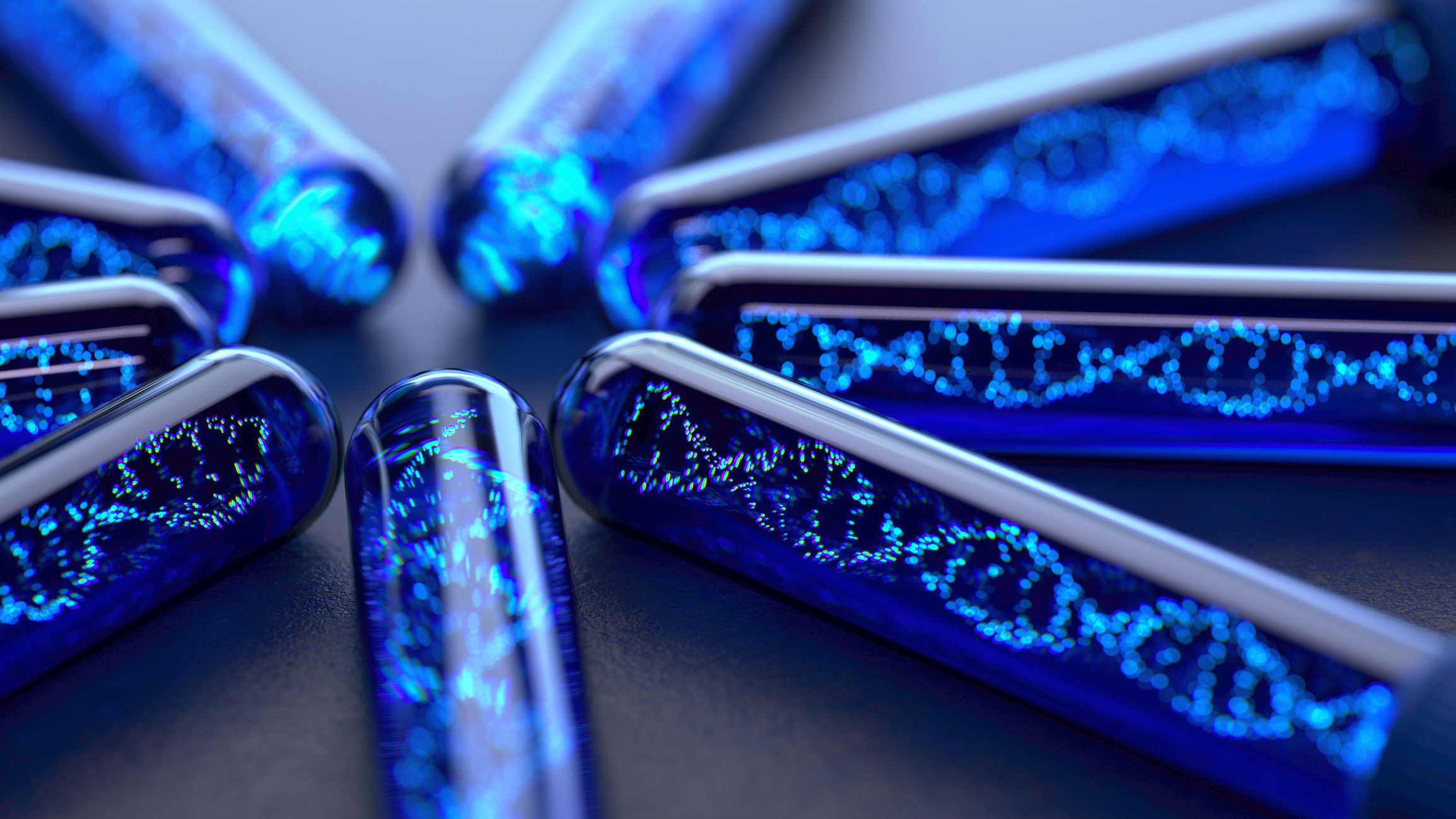 Test tube with DNA moleculeon abstract background,3d rendering,conceptual image.