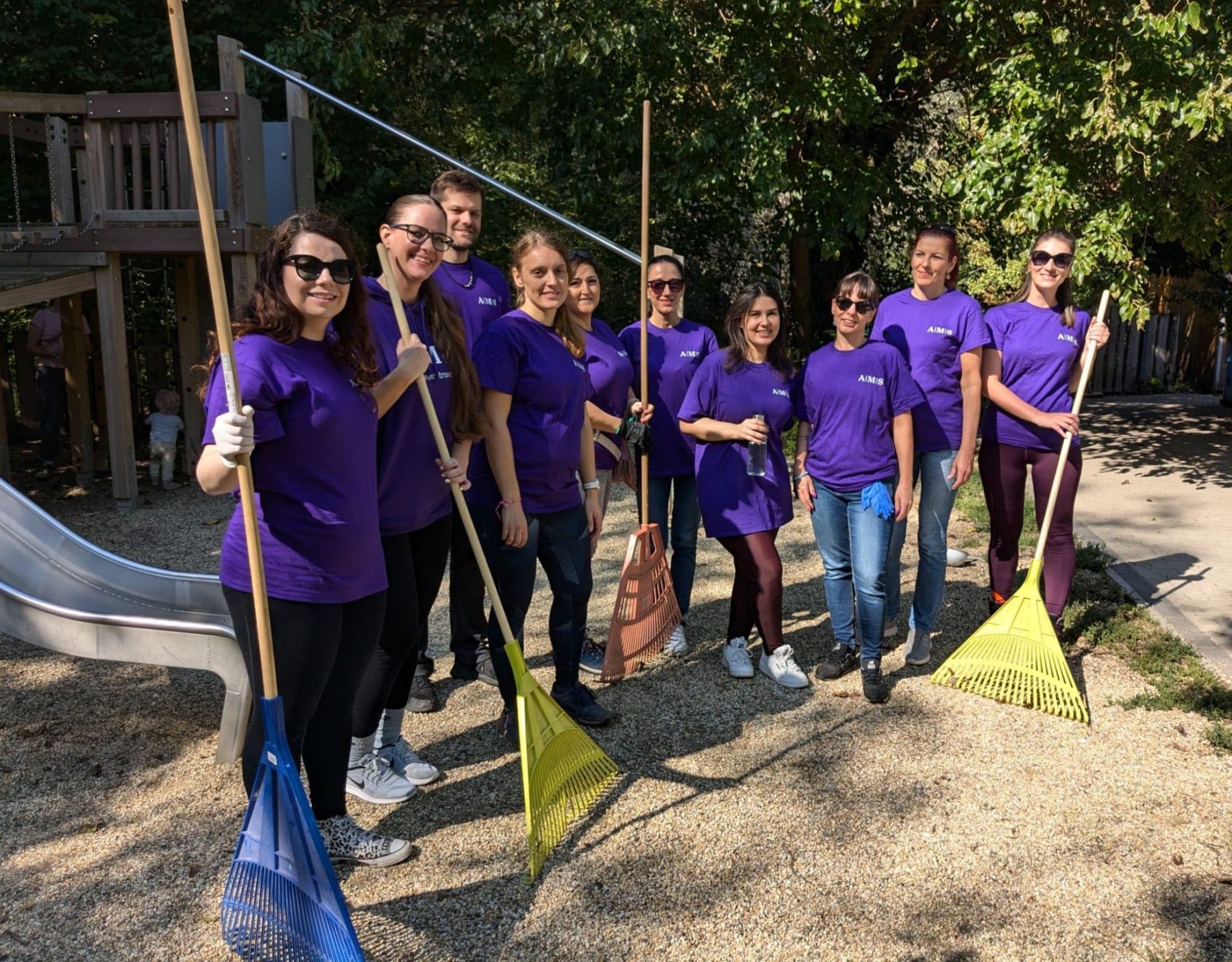 AMS employees in United States doing a children's part clean up